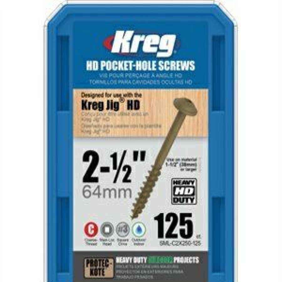 Hardware * | Pocket Hole Screws, Self-Drilling, Round Head, #14 X 2-1/2-In., 125-Ct. Kreg The Varied Pattern