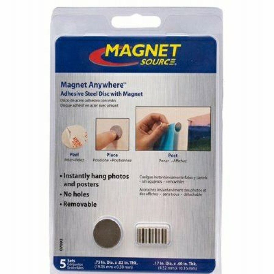 Hardware * | Magnet Anywhere Steel Discs, Adhesive Back .75-In. Diam., 5-Pk. Magnetsource Exactly Discount