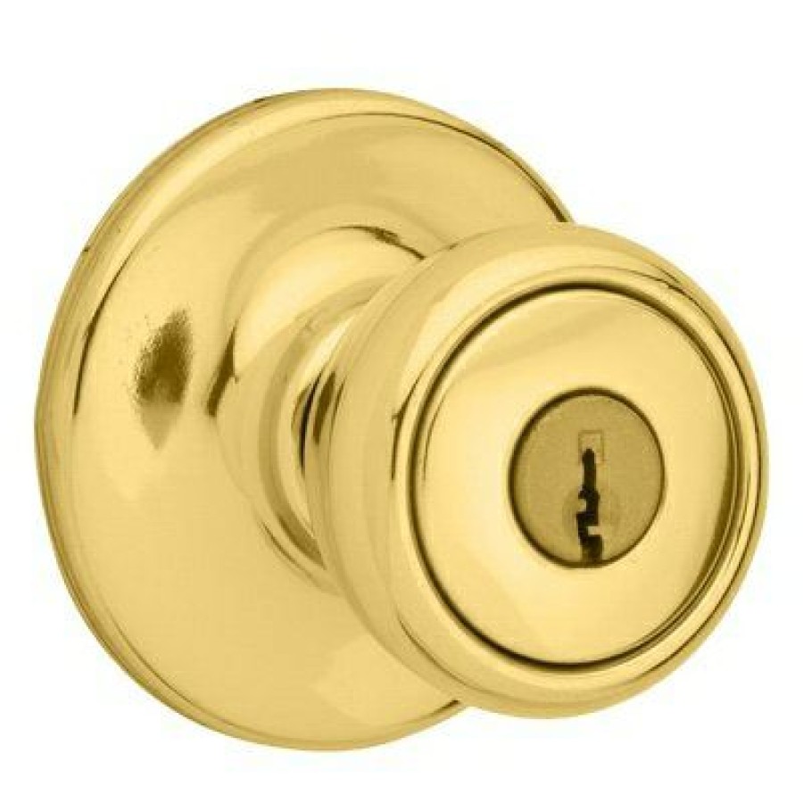 Hardware * | Security Mobile Home Lockset, Brass Kwikset Top Selling