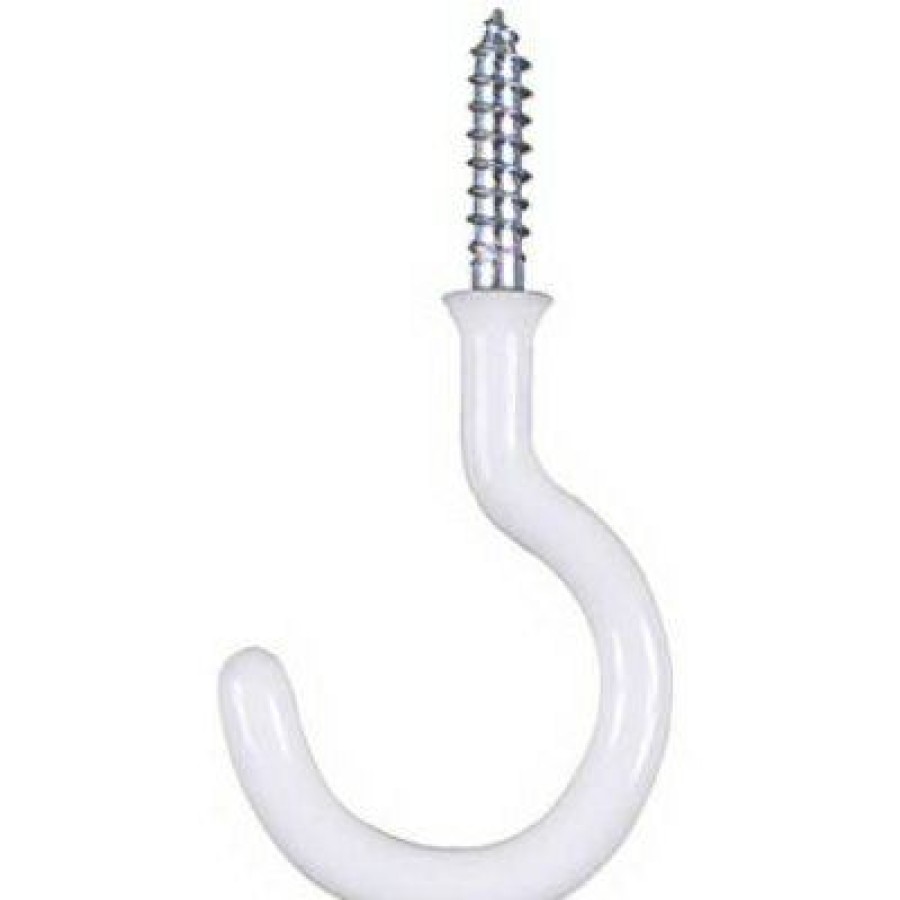 Hardware * | Cup Hook, White, Vinyl Coated, 5-Pk., 0.75-In. National Hardware Exclusive Design