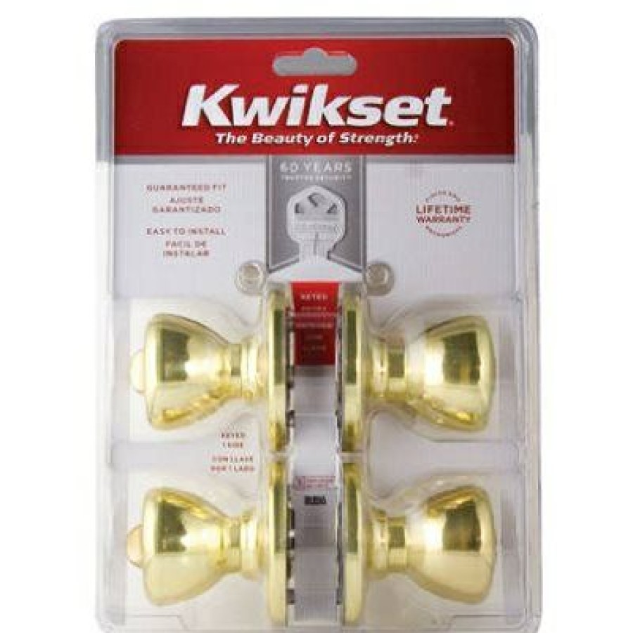 Hardware * | Security 2-Pack Tylo Entry Lockset, Brass Kwikset Glamor Model