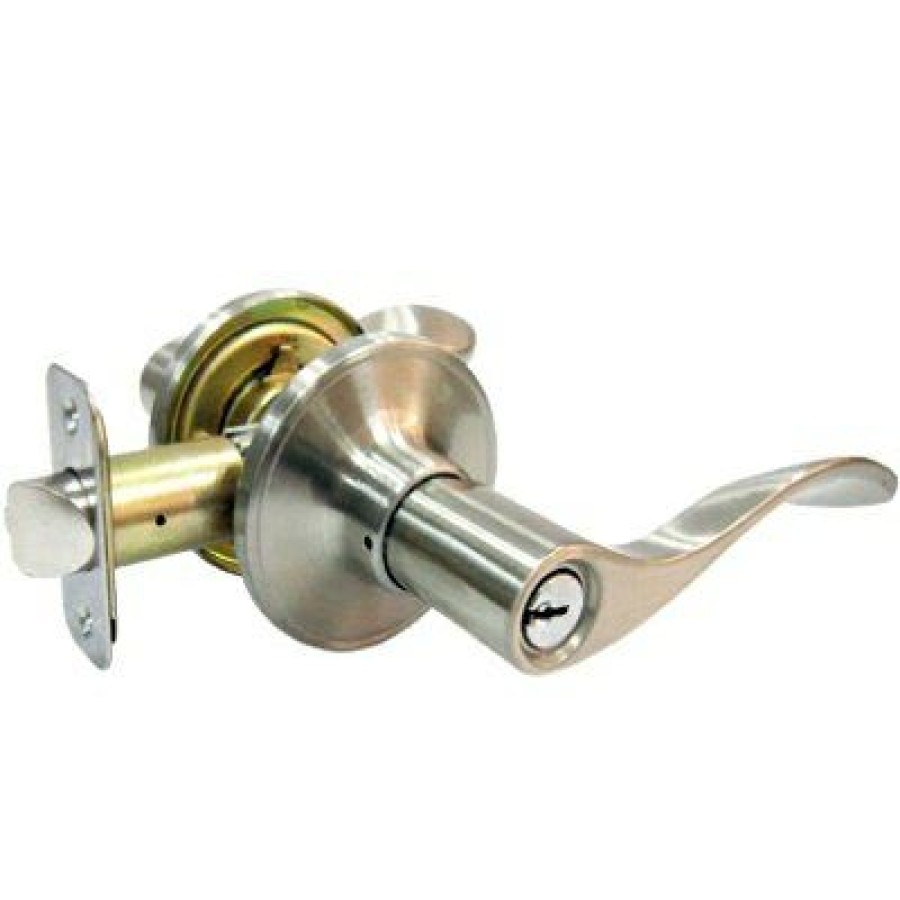 Hardware * | Reversible Bergamo Wave Entry Lever Lockset, Satin Nickel Tru Guard Promotions