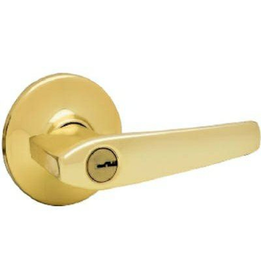 Hardware * | Security Delta Entry Lever, Polished Brass Kwikset Absolute Quality