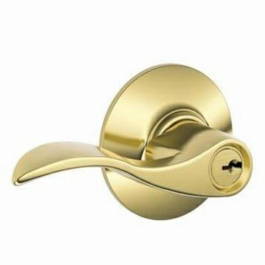 Hardware * | Bright Brass, Accent Design, Entry Lever Lockset Schlage Exceptional Design