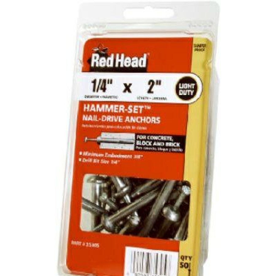 Hardware * | Hammer-Set Nail Drive Anchors, .25 X 2-In., 50-Pk. Red Head Superior Style