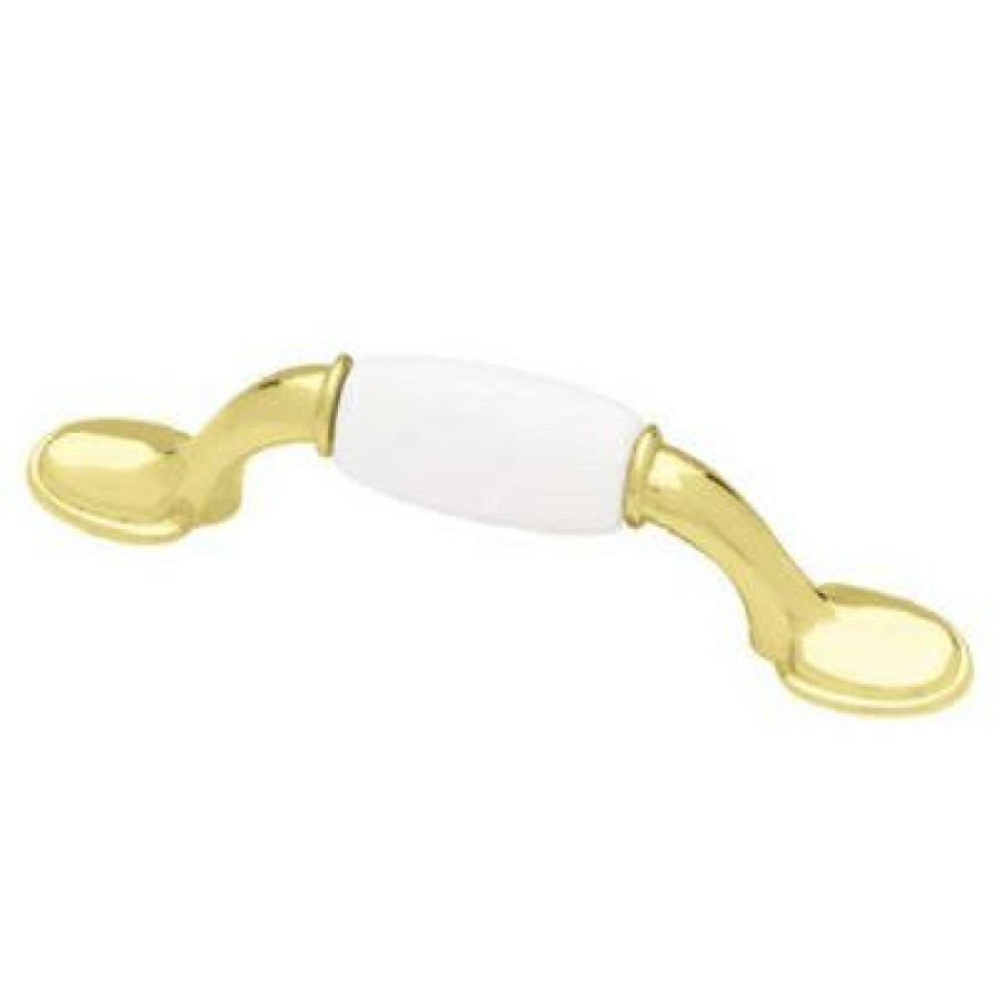 Hardware * | 5-In. Brass Ceramic Spoon Foot Cabinet Pull Liberty Excellent Quality