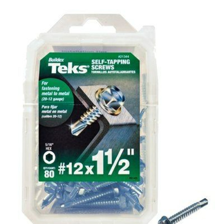 Hardware * | Drill Point Screws, Self-Tapping, Hex Washer Head, #12 X 1-1/2-In., 80-Pk. Teks Superior Style