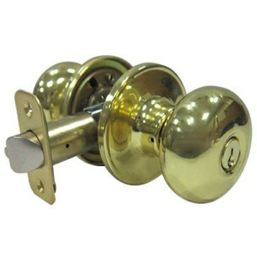 Hardware * | Mushroom Entry Knob Sets, Polished Brass Tru Guard On Sale