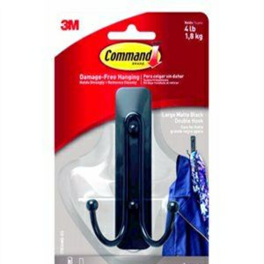 Hardware * | Decorative Double Hook, Matte Black, 4-Lb. Command Top Selling