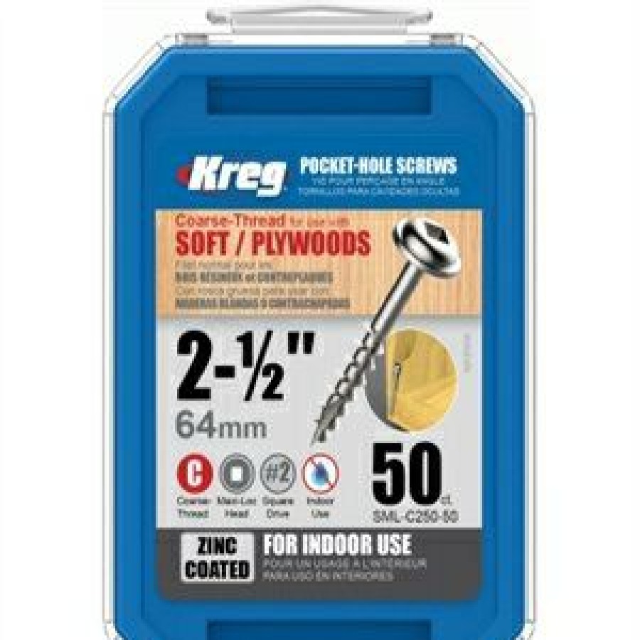 Hardware * | Pocket-Hole Screws, Square Head, Coarse, 2.5-In., 50-Pk. Kreg Discount Store