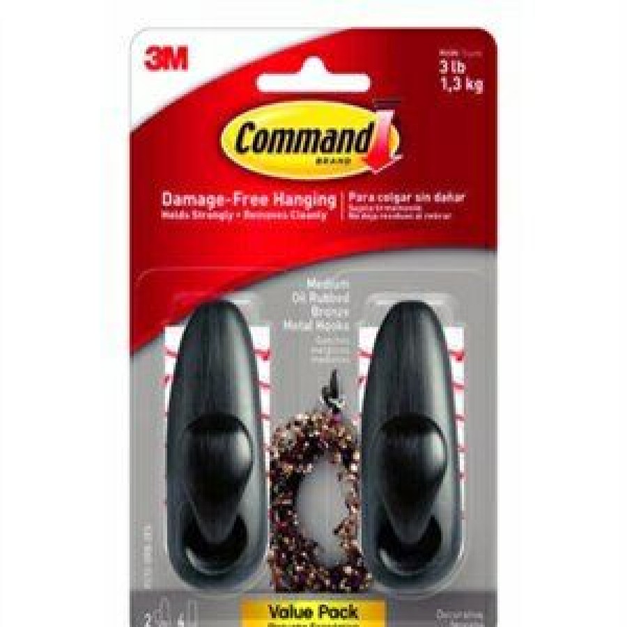 Hardware * | Metal Hooks, Oil-Rubbed Bronze, 3-Lb., 2-Pk. Command Excellent Quality