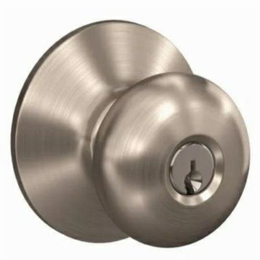 Hardware * | Satin Nickel Plymouth Knob Entrance Lock Schlage At Reduced Price