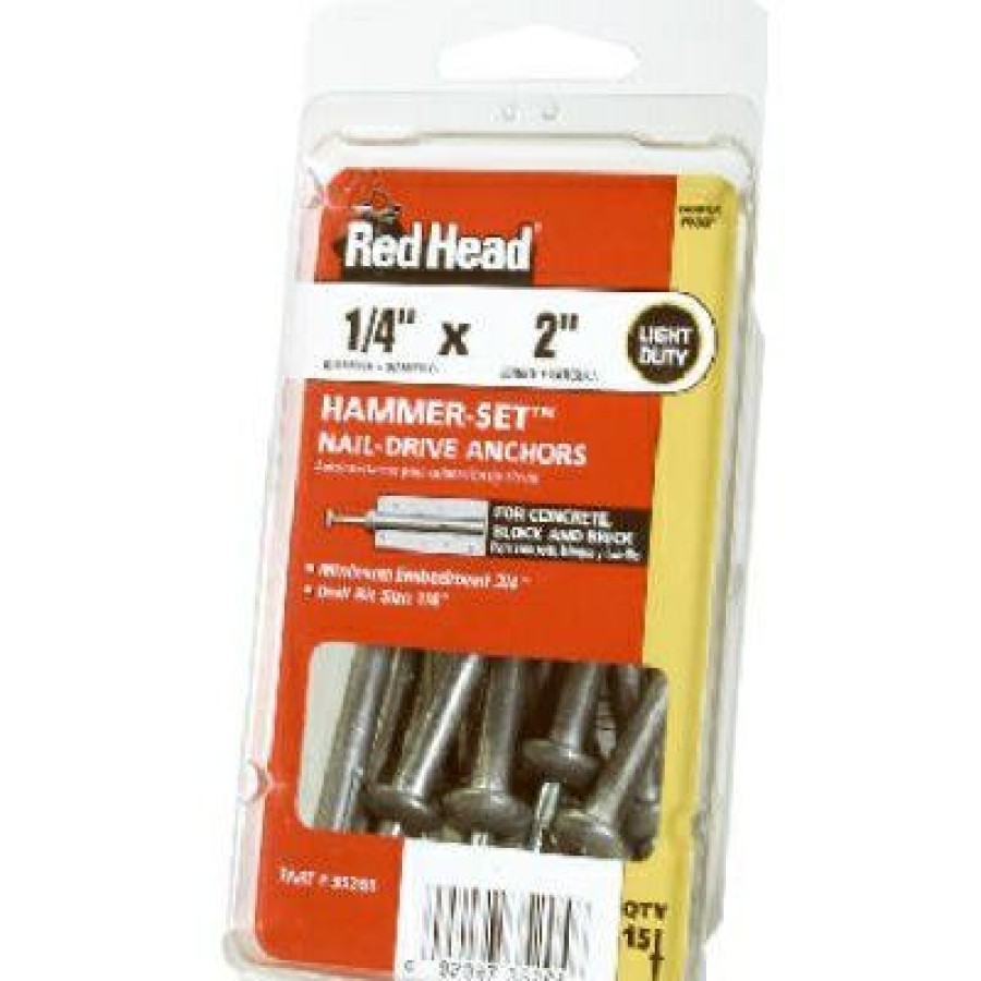 Hardware * | Hammer-Set Nail Drive Anchors, .25 X 2-In., 15-Pk. Red Head Fashionable