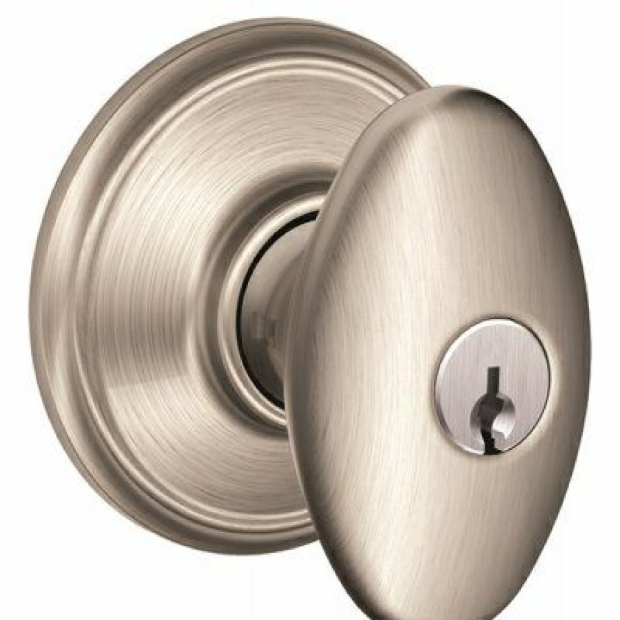 Hardware * | Satin Nickel Siena Egg Knob Design Entry Lockset Schlage Hot Selling