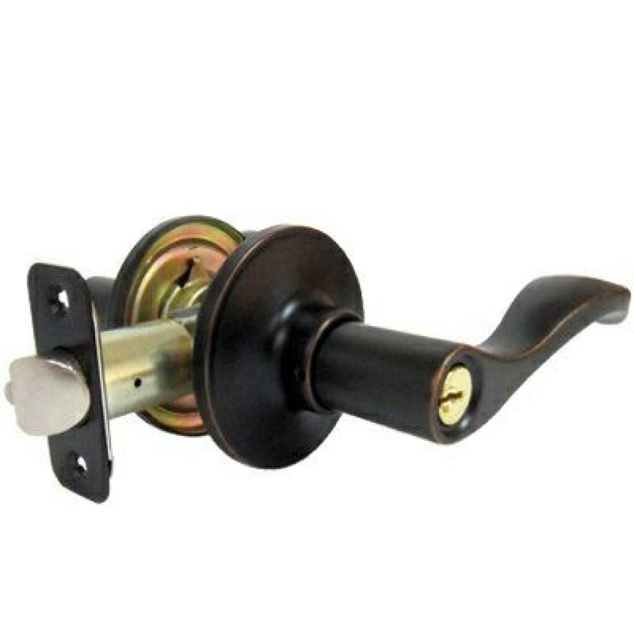 Hardware * | Reversible Naples Entry Lever Lockset, Aged Bronze Tru Guard Exceptional Design