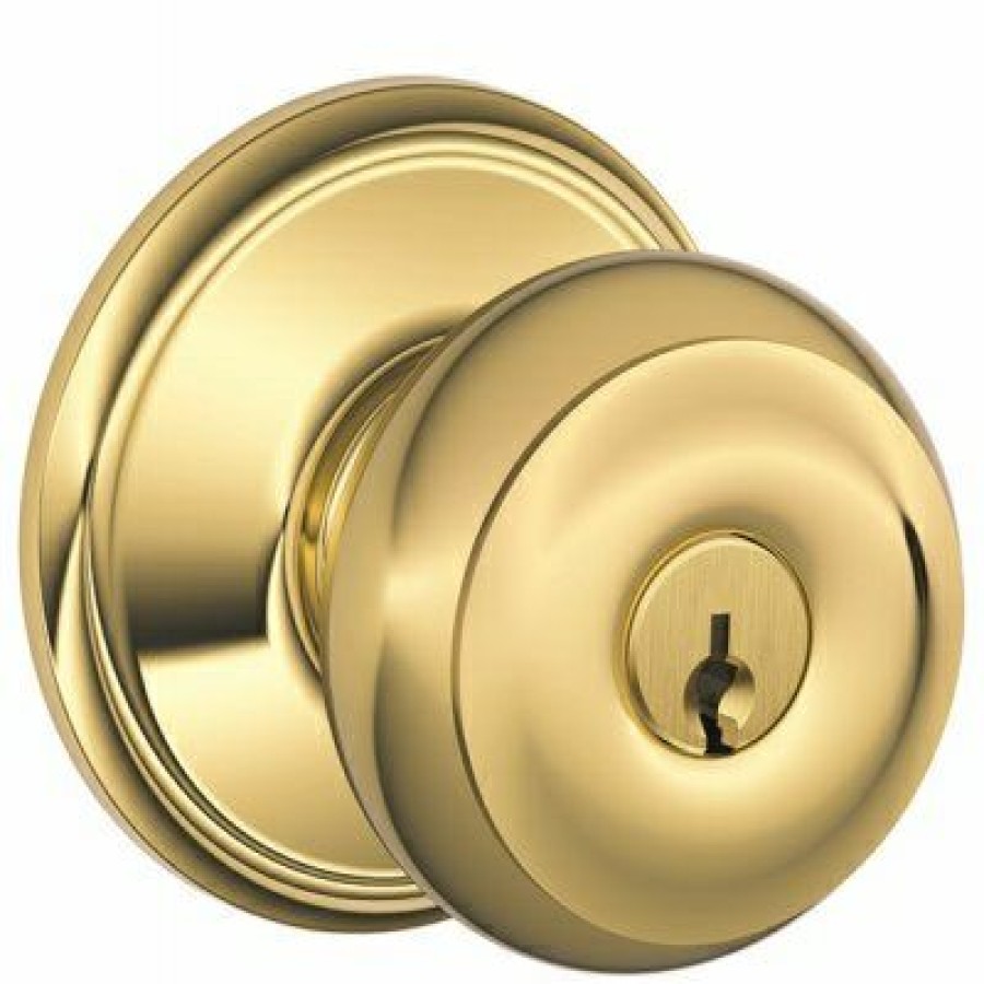 Hardware * | Bright Brass Georgian Design Entry Lockset Schlage Superior Style