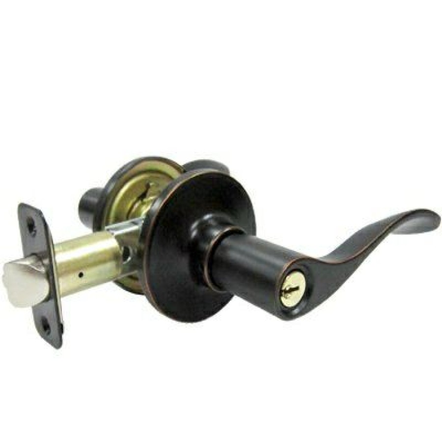 Hardware * | Reversible Bergamo Wave Entry Lever Lockset, Aged Bronze Tru Guard Trend Model