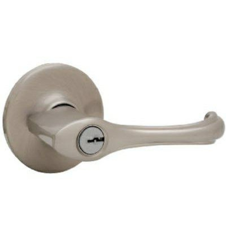 Hardware * | Maximum Security Dorian Reversible Entry Lever, Satin Nickel Kwikset Trend Model