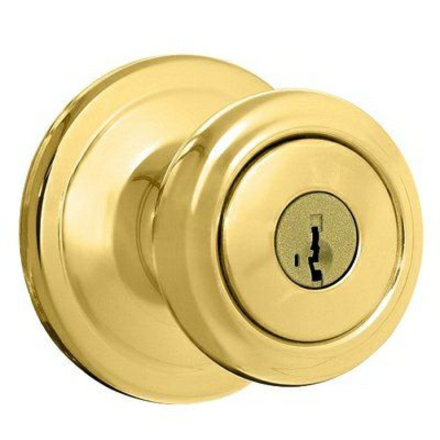 Hardware * | Signature Brass Cameron Entry Knob Lockset With Smartkey Kwikset Offering Discounts