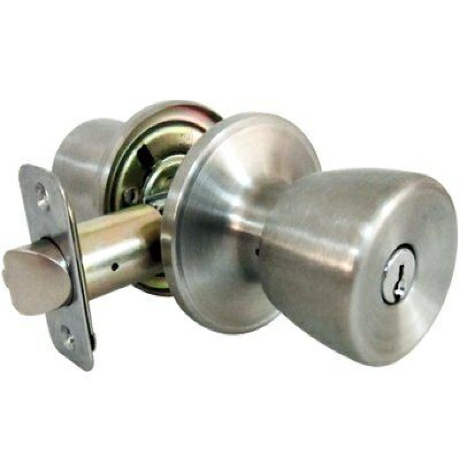 Hardware * | Entry Lockset, Medium Tulip-Style Knob, Stainless Steel Truguard Exactly Discount