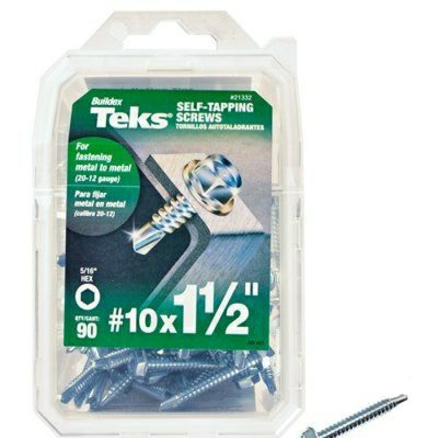 Hardware * | Drill Point Screws, Self-Tapping, Hex Washer Head, #10 X 1-1/2-In., 90-Pk. Teks Discount Store