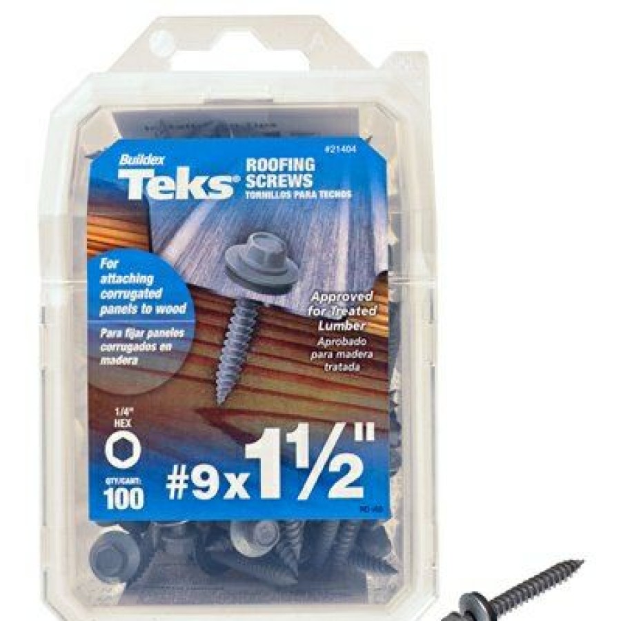 Hardware * | Roofing Screws, Hex Washer Head, Sharp Point, #9 X 1-1/2-In., 100-Pk. Teks Sale Online