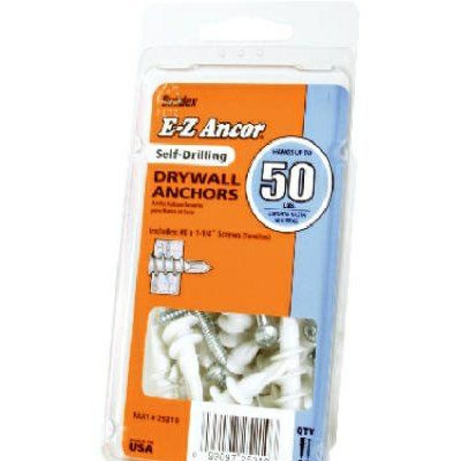 Hardware * | Drywall Anchors, Self-Drilling, Plastic, #50, 20-Pk. Ez Ancor Glamor Model