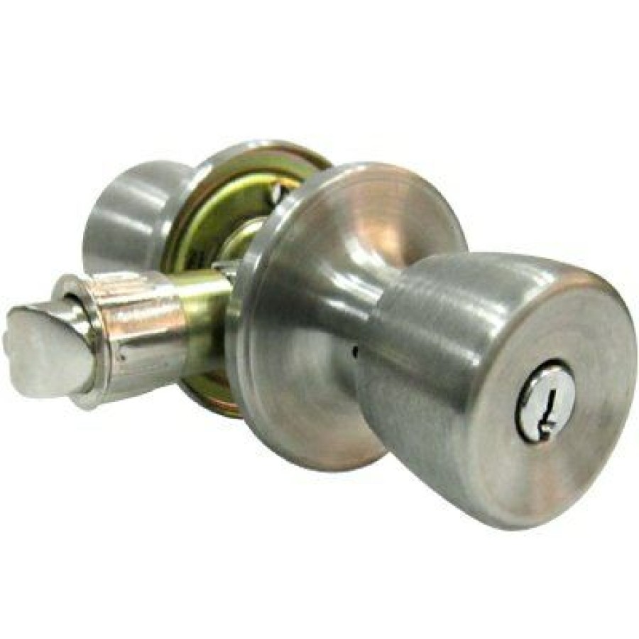 Hardware * | Mobile Home Entry Lockset, Tulip-Style Knob, Stainless Steel Tru Guard Attractive Model