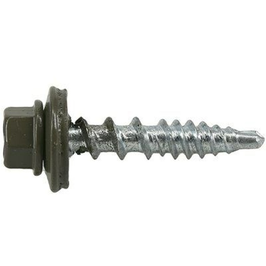 Hardware * | Self-Drilling Roofing Screws, Metal To Wood, Antique Brown, #10 X 1-In., 1- Lb. Hillman Hot Selling