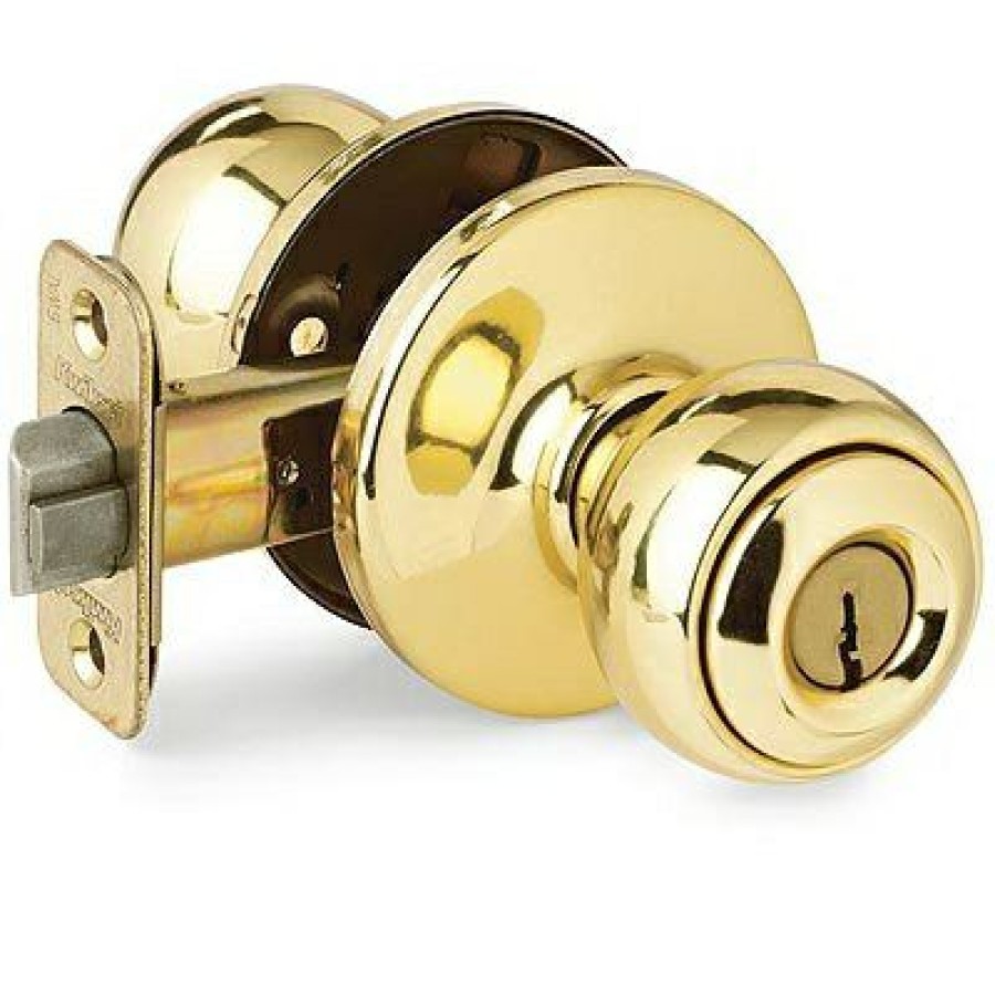 Hardware * | Security Polo Entry Lockset, Polished Brass Kwikset Promotions