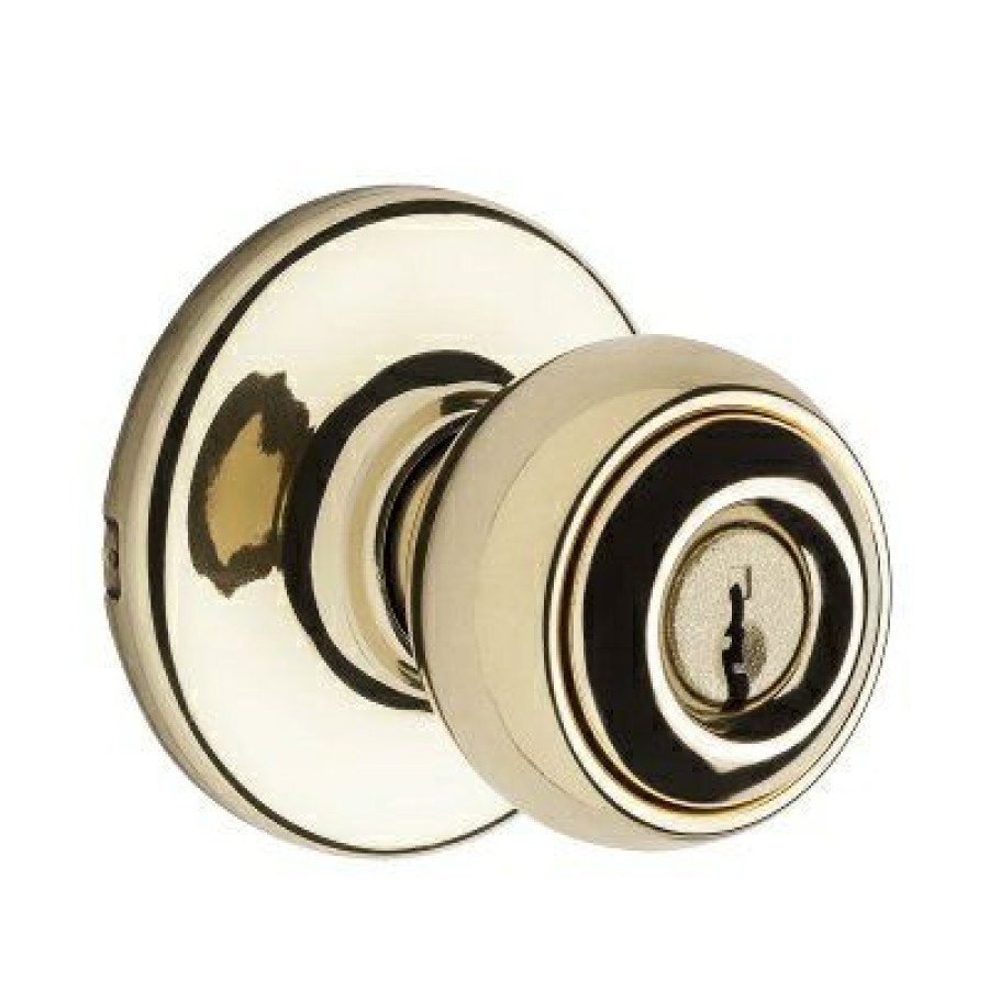 Hardware * | Security Polo Entry Lockset, Polished Brass Kwikset Promotions