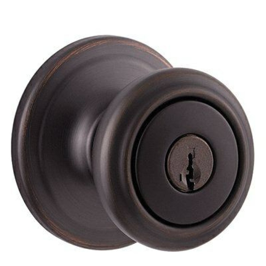 Hardware * | Cameron Bronze Entry Knob Lock With Smartkey Kwikset Exclusive Design