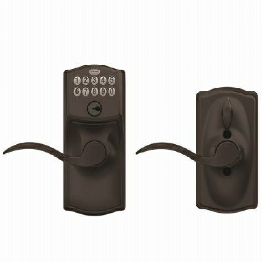 Hardware * | Aged Bronze Keypad Entry Lockset With Flex Lock Schlage Exclusive Design