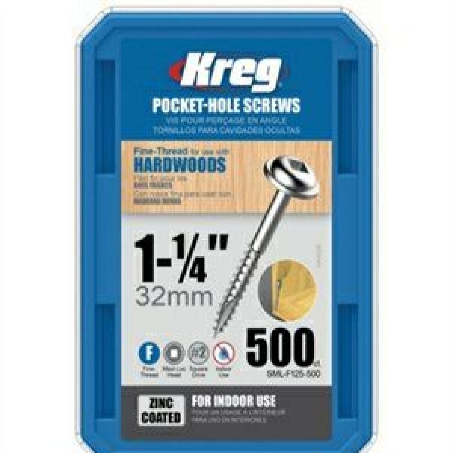 Hardware * | Pocket Hole Screws, Self-Drilling, Washer Head, #7 Fine Thread X 1-1/4-In., 500-Ct. Kreg Original Model