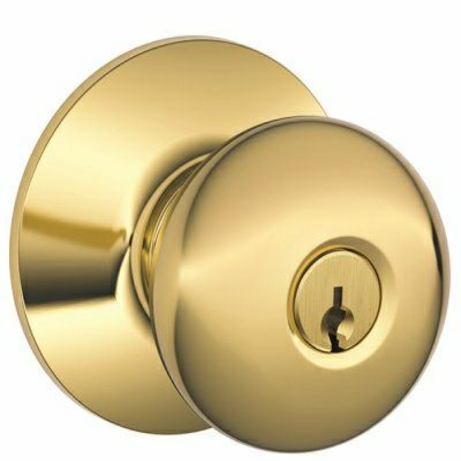 Hardware * | Bright Brass Plymouth Design Entry Lockset Schlage Cheaper