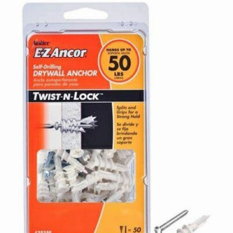 Hardware * | Drywall Anchors, Self-Drilling, Plastic, #50, 50-Pk. Ez Ancor Top Selling