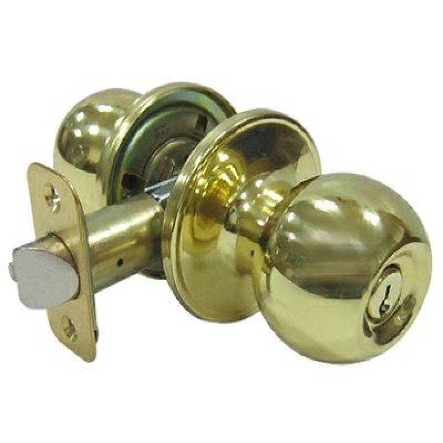 Hardware * | Ball-Style Knob Entry Lockset, Polished Brass Tru Guard Discount Store