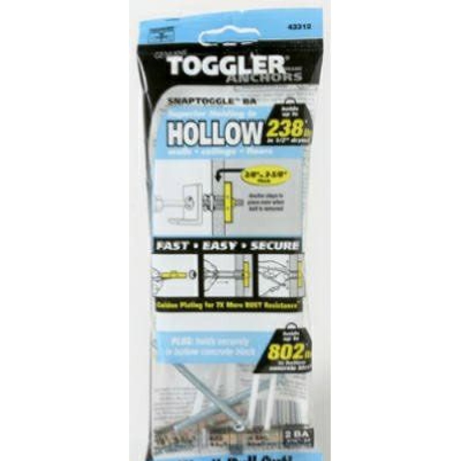 Hardware * | Snaptoggle Hollow-Wall Ba Toggle Bolts, 3/16-24-In., 2-Pk. Toggler Discount