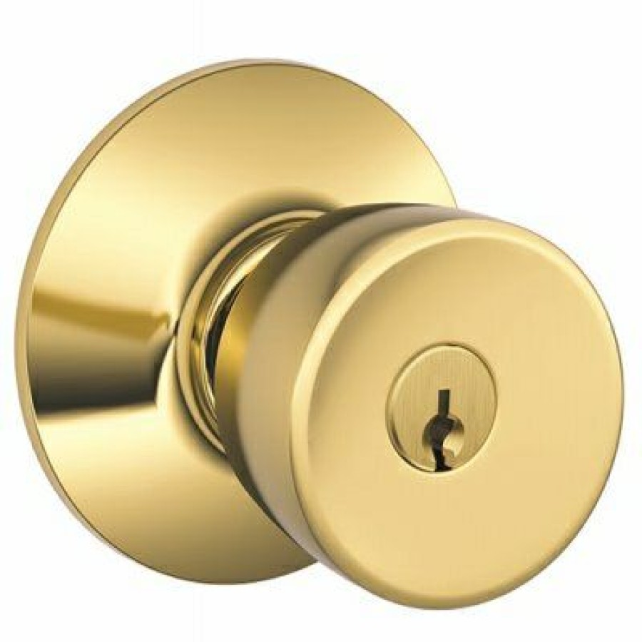 Hardware * | Bright Brass Bell Design Entry Lockset Schlage Glamor Model