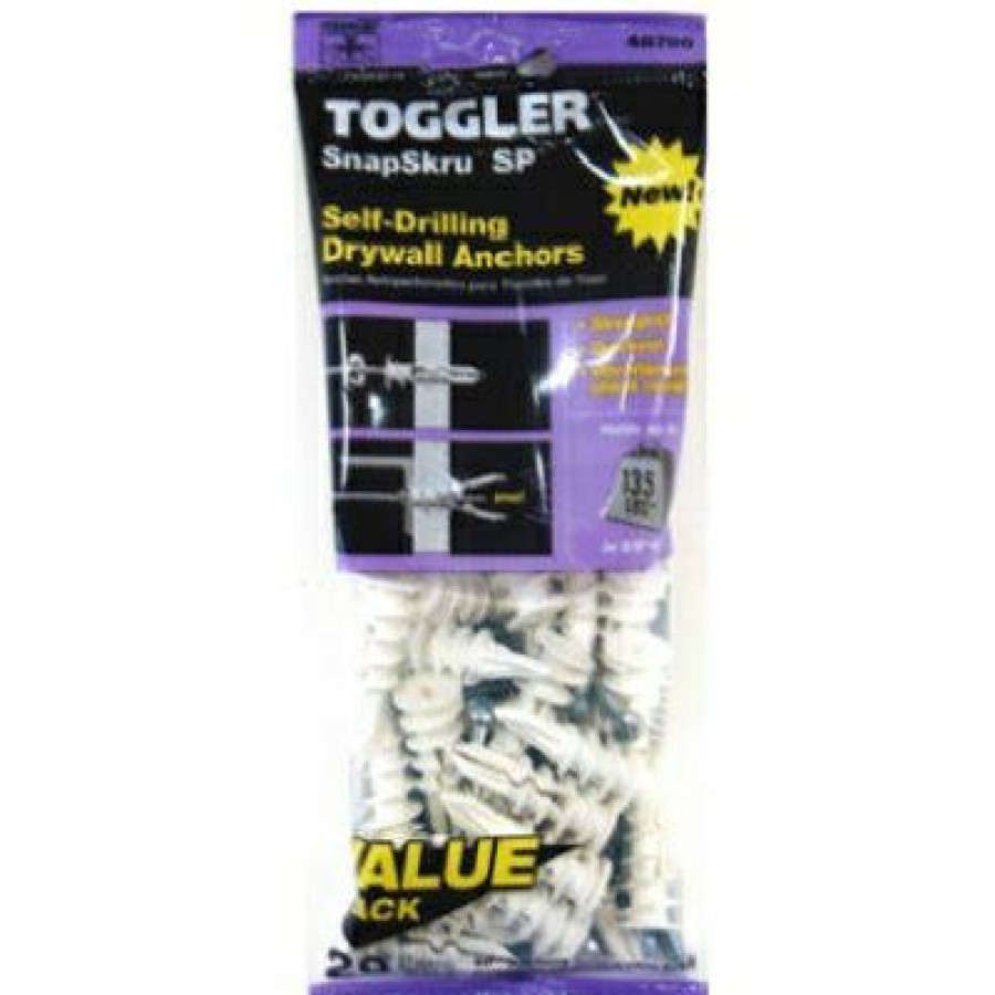 Hardware * | Snapskru Self-Drilling Drywall Anchors, With Screw, 3/8-5/8-In., 20-Pk. Toggler Excellent Quality