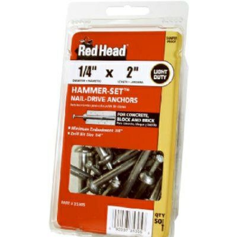 Hardware * | Hammer-Set Nail Drive Anchors, .25 X 1-In., 50-Pk. Red Head The Latest Fashion