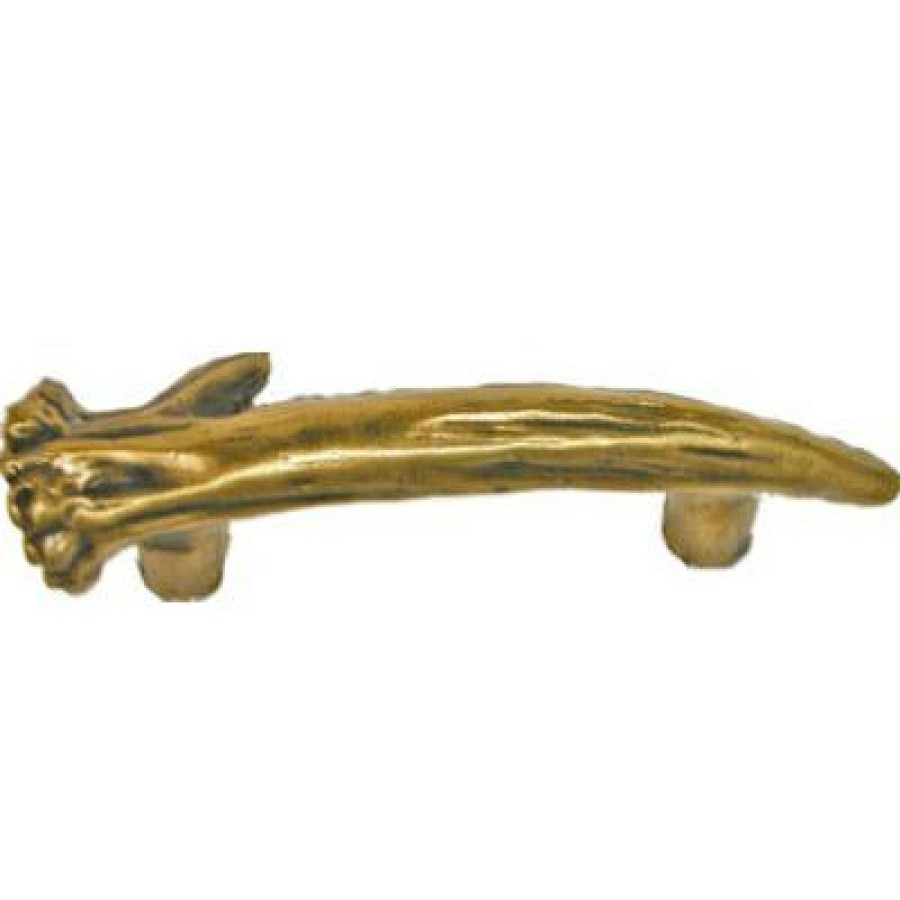 Hardware * | Cabinet Pull, Antler, Right Facing- Antique Brass Sierra Lifestyles Simple Drawing