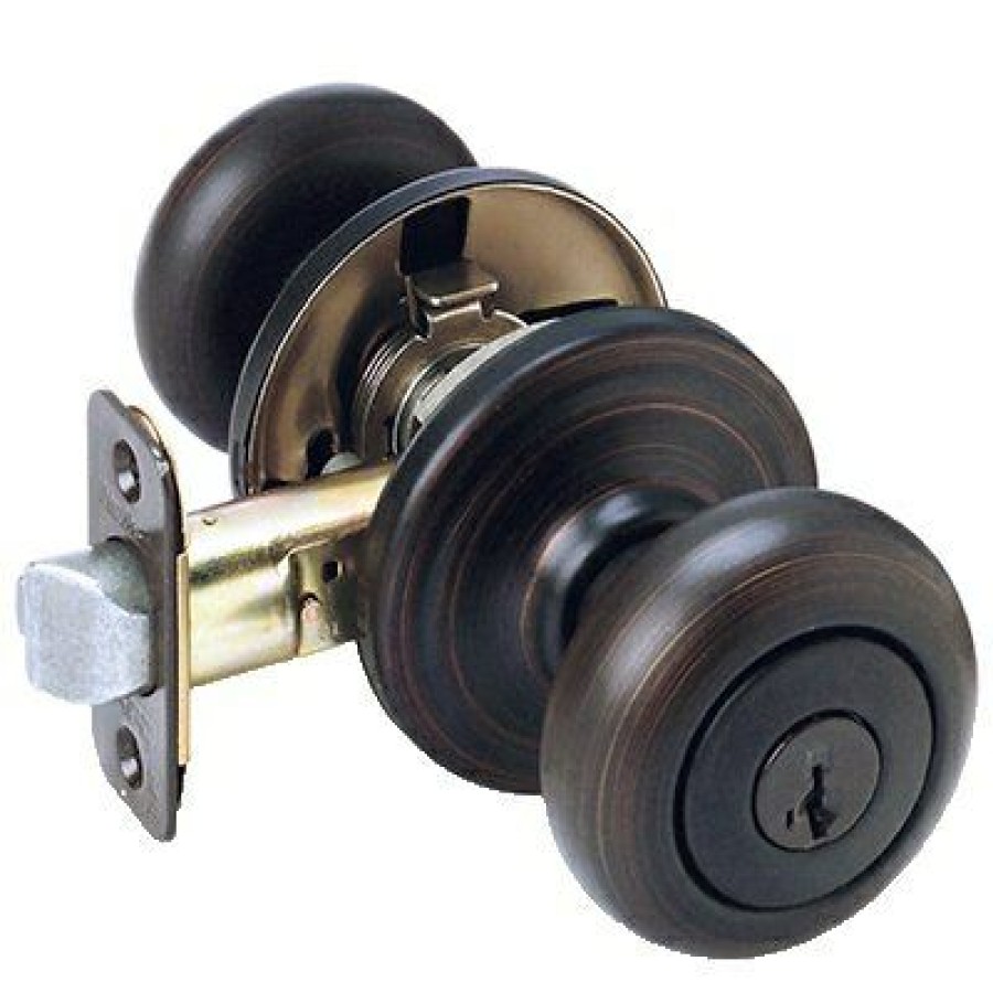 Hardware * | Signature Bronze Juno Entry Knob Lockset With Smartkey Kwikset Premium Product