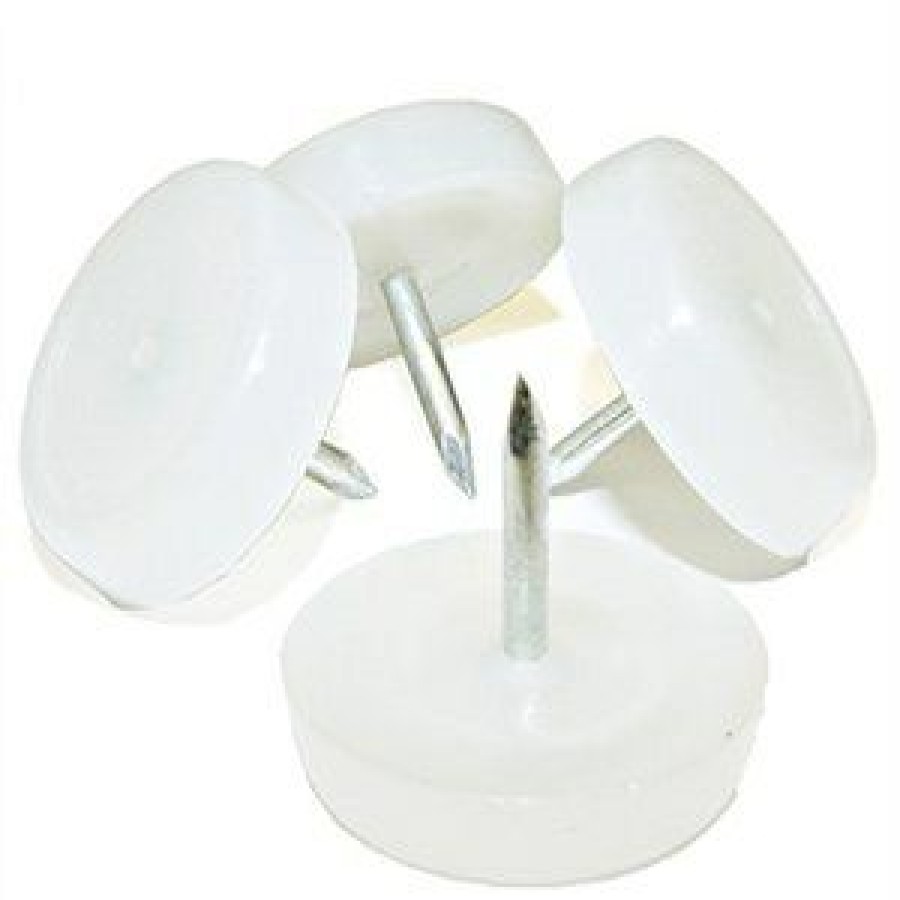 Hardware * | Furniture Glides, Nail-On, White Plastic, 7/8-In., 4-Pk. Truguard Sale Online