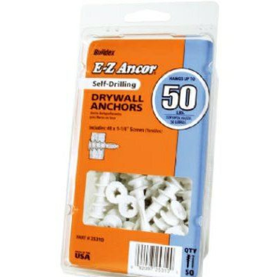 Hardware * | Drywall Anchors, Self-Drilling, Plastic, #75, 50-Pk. Ez Ancor On Sale