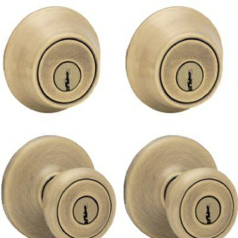 Hardware * | Security Combination Lockset, Antique Brass Kwikset Original Model