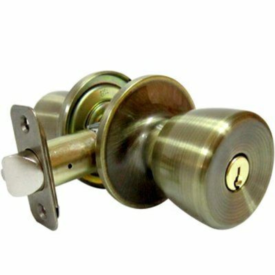 Hardware * | Entry Lockset, Medium Tulip-Style Knob, Antique Brass Truguard Exceptional Design