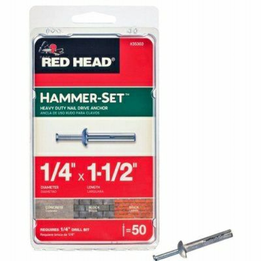 Hardware * | Hammer-Set Nail Drive Anchors, .25 X 1.5-In., 50-Pk. Red Head At Lower Price