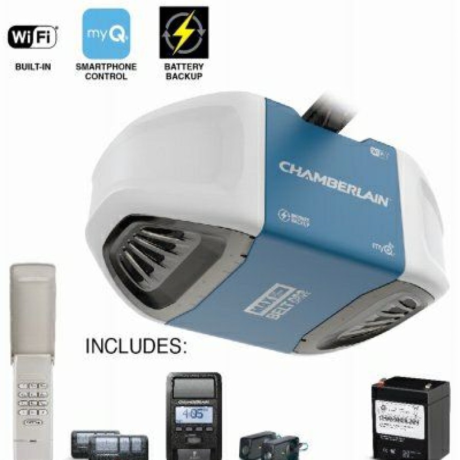 Hardware * | Smart Wi-Fi Garage Door Opener, Belt Drive, Battery Backup, 1/4-Hp Chamberlain Exceptional Design