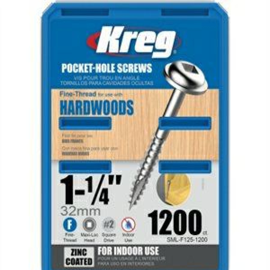 Hardware * | Pocket Hole Screws, Self-Drilling, Washer Head, #7 Fine Thread X 1-1/4-In., 1,200-Ct. Kreg Glamor Model